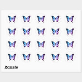 Sticker Rond illusima Dégradé Papillon Bleu Violet Blanc (Feuille)