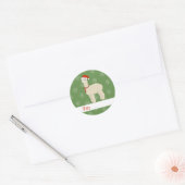 Sticker Rond illusima Llama Noël Snowflakes Vert (Enveloppe)