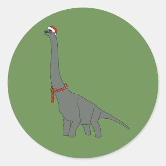 Sticker Rond illusima Noël Dinosaure Gris Long Cou (Devant)