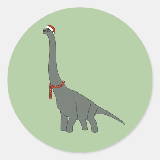 Sticker Rond illusima Noël Gris Dinosaure à Long Cou Classi (Devant)