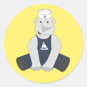 Sticker Rond illusima Rhino marin Jaune