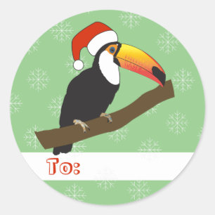 Sticker Rond illusima Toucan Noël Flocons de Neige Vert Clair