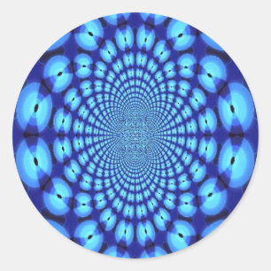 Sticker Rond Illusion bleu hypnotique