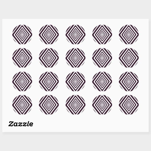 Sticker Rond Illusion optique diamant noir et blanc (Feuille)