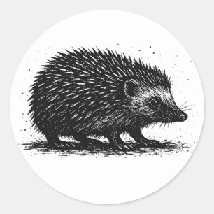 Sticker Rond Illustration à l'encre de hérisson — Créature en n