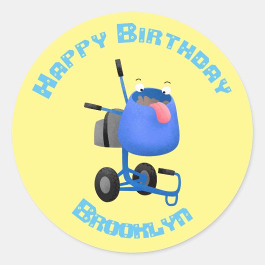 Sticker Rond Illustration amusante du mélangeur de ciment bleu (Devant)