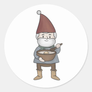 Sticker Rond Illustration amusante suédoise Tomte Gnome & Porri