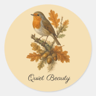 Sticker Rond Illustration antique de Rouge-gorge européen Art