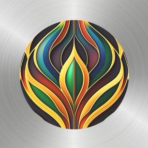 Sticker Rond Illustration Art déco couleur or rétro