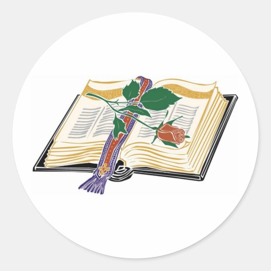 Sticker Rond Illustration biblique avec Rose rouge (Devant)
