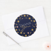 Sticker Rond Illustration Blue Gold Sun Moon Planètes Space (Enveloppe)