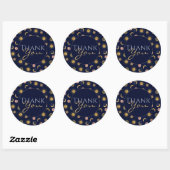 Sticker Rond Illustration Blue Gold Sun Moon Planètes Space (Feuille)