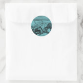 Sticker Rond Illustration Blue Vintage Reindeer (Sac)
