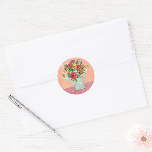 Sticker Rond Illustration Boho Flowers (Enveloppe)