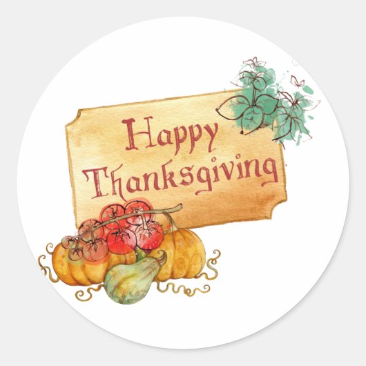 Sticker Rond illustration bon thanksgiving (Devant)