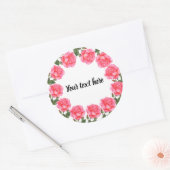 Sticker Rond Illustration botanique de Watercolor Pink Roses (Enveloppe)