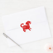 STICKER ROND ILLUSTRATION CHINOISE DE PAPERCUT DE CHIEN ZODIAC (Enveloppe)