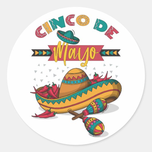 Sticker Rond Illustration Cinco De Mayo, 1/2 (Devant)