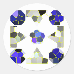 Sticker Rond Illustration couleur Formes élégantes, Gris et Ble
