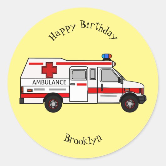 Sticker Rond Illustration d'ambulance (Devant)