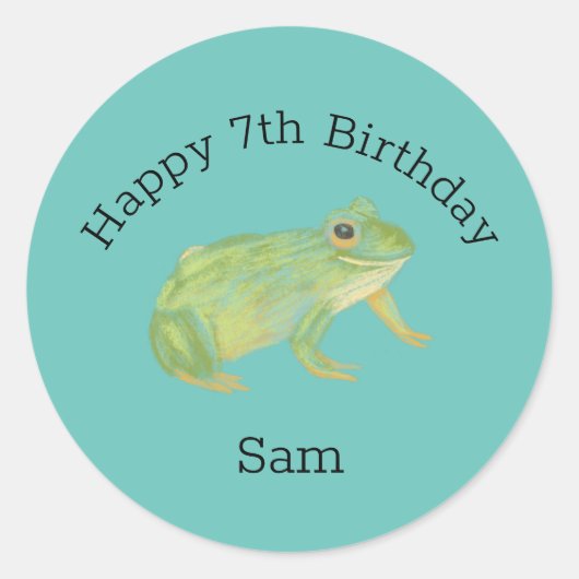 Sticker Rond Illustration d'anniversaire d'une jolie grenouille (Devant)