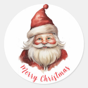 Sticker Rond Illustration d'aquarelle Santa Claus