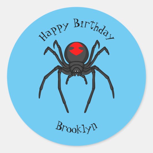 Sticker Rond Illustration d'araignée noire effrayante (Devant)