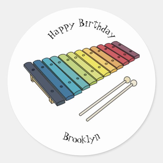 Sticker Rond Illustration de bande dessinée en Xylophone (Devant)