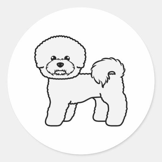 Sticker Rond Illustration de Bichon Frise Cute Cartoon Dog (Devant)