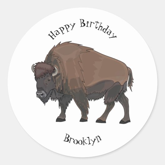 Sticker Rond Illustration de bison (Devant)