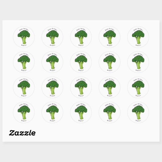 Sticker Rond Illustration de Broccoli (Feuille)