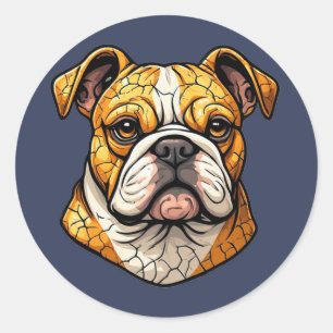 Sticker Rond Illustration de Bulldog anglais amateur de animaux
