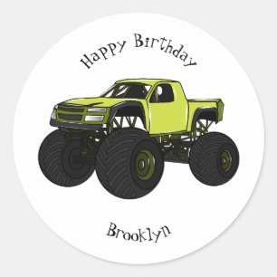 Sticker Rond Illustration de camion monstre