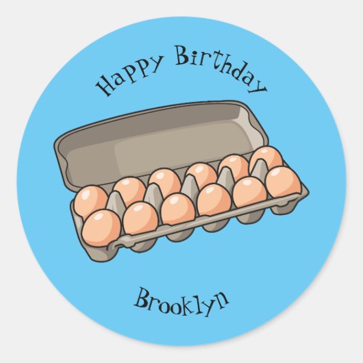 Sticker Rond Illustration de carton d'oeufs (Devant)