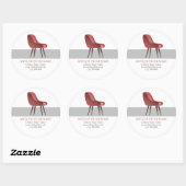 Sticker Rond Illustration de chaise de style rétro (Feuille)