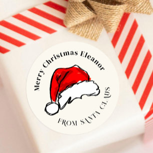 Sticker Rond Illustration de chapeau de Noël de Père Noël