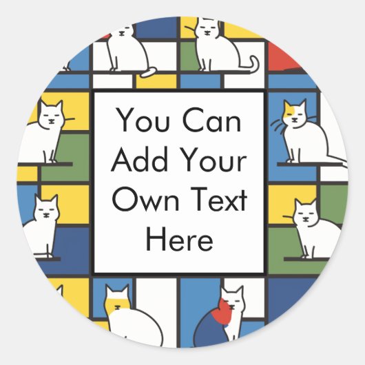 Sticker Rond Illustration de chat artistique de style mondrien (Devant)