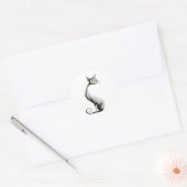 Sticker Rond Illustration de chat blanc blanc blanc blanc blanc (Enveloppe)
