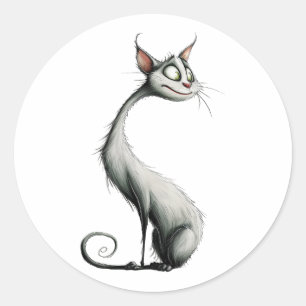 Sticker Rond Illustration de chat blanc blanc blanc blanc blanc