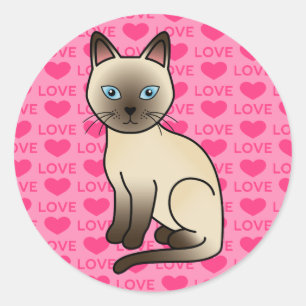 Sticker Rond Illustration de chat de race Tonkinese à manteau C