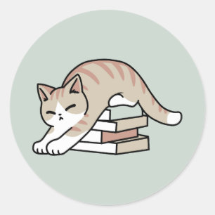 Sticker Rond Illustration de chat Lover - Curled Up & Cosy