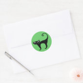 Sticker Rond Illustration de chat noir rétro (Enveloppe)