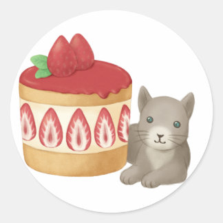 Sticker Rond Illustration de chats et de desserts mignons