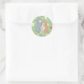 Sticker Rond Illustration de chats mignons et de fleurs (Sac)