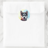 Sticker Rond Illustration de Chien Chien Chien Chien Chien Cot (Sac)