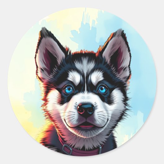 Sticker Rond Illustration de Chien Chien Chien Chien Chien Cot (Devant)