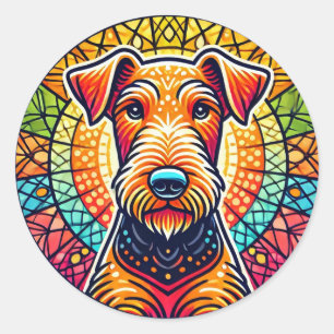 Sticker Rond Illustration de chien coloré