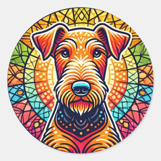 Sticker Rond Illustration de chien coloré (Devant)