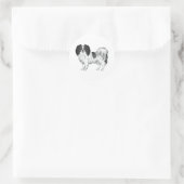 Sticker Rond Illustration de chien de dessin Phalène noir et bl (Sac)