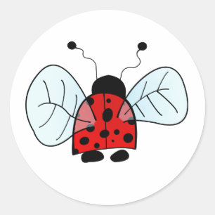 Sticker Rond Illustration de coccinelle mignonne